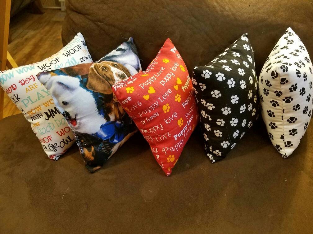 4 Homemade stuffed dog toys with squeaker. by PillowGoods on Etsy