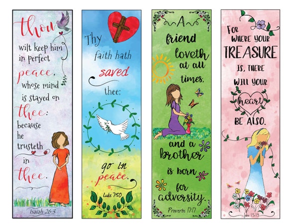 Bible Verse Bookmarks on Peace and Love DIY Full Color Print