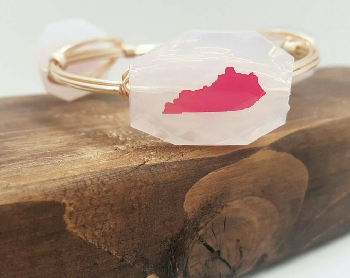 20% off Pink Kentucky Wire Wrapped Bracelet, Bangle, Pink, Bourbon and Boweties Inspired