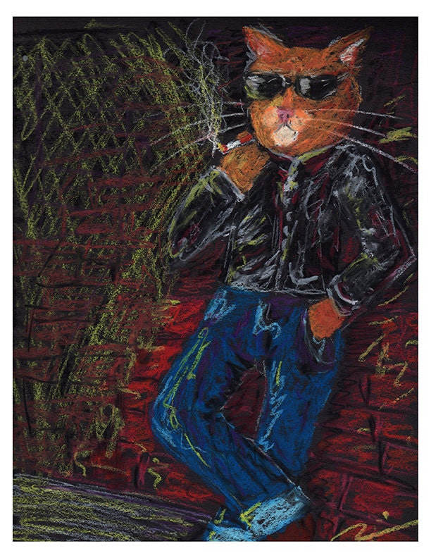 Cat Art / Cat Print Alley Cat Art Print by Heather