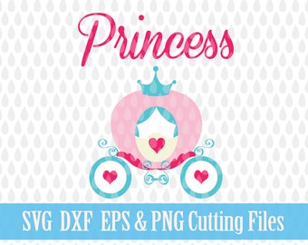Princess Carriage SVG Files Heat Transfer Vinyl Designs, Baby, Cricut Files, Silhouette Cameo Cutting File DXF ESP, Commercial Use