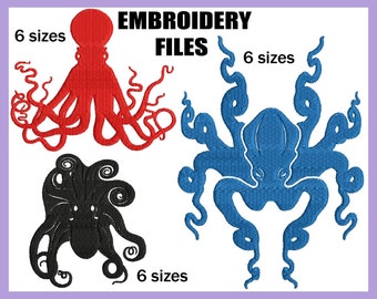 Fill Octopus - Design for Embroidery Machine Digital Graphic Filled Stitch Instant Download Commercial Use squid tentacle marine File 118e