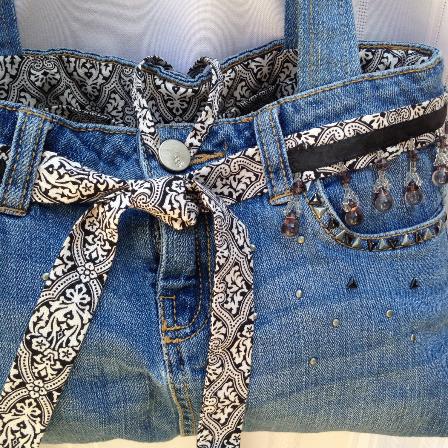 Recycled Denim Jean Purse by FancythisandthatShop on Etsy
