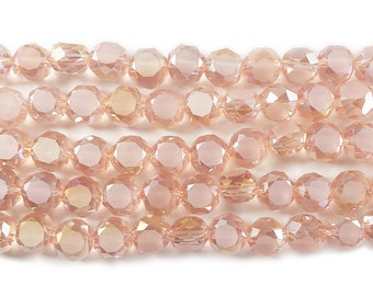 Pink Glass Faceted Coin Beads