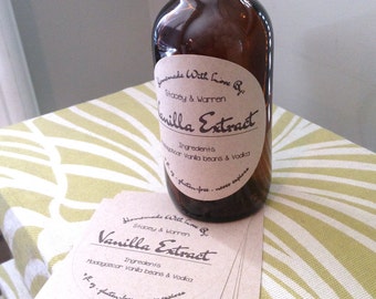 Homemade Vanilla Extract Labels Bottles Circle Craft Food Stickers Personalized And Custom Labels Madagascar Beans