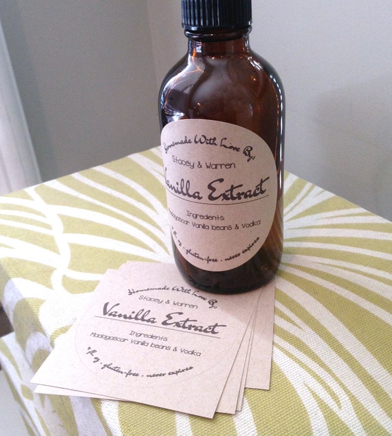Homemade Vanilla Extract Labels Bottles Circle Craft Food