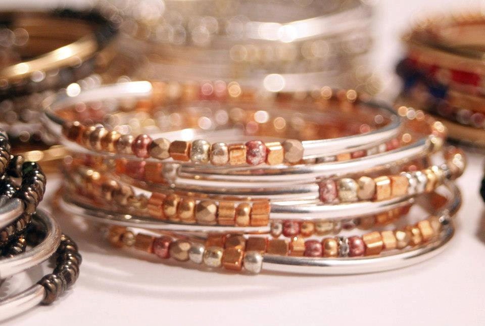 Rose gold stackable bracelets