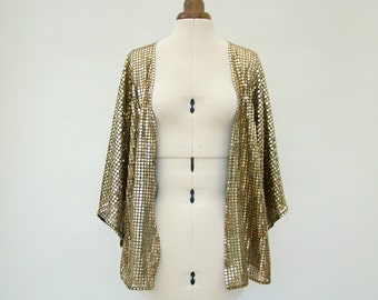 Gold kimono, Kimono Jacket, gold, sparkly, summer fashion, sequin, Glastonbury, Glasto, small, medium, festival clothing, sequin kimono