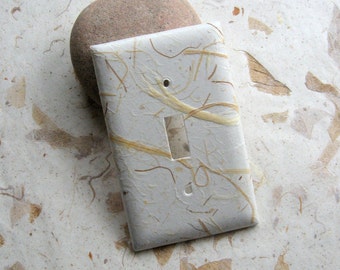 Natural Coconut Nature Switch Plate - switch cover, handmade paper, coconut, fibers, botanical home decor, natural, Nature inspired, ooak