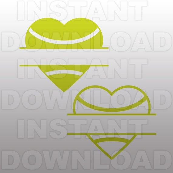 Download Tennis Ball Heart Split Monogram SVG FileTennis SVG