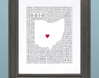 Ohio State University Word Art Map 8x10 Inch Printable