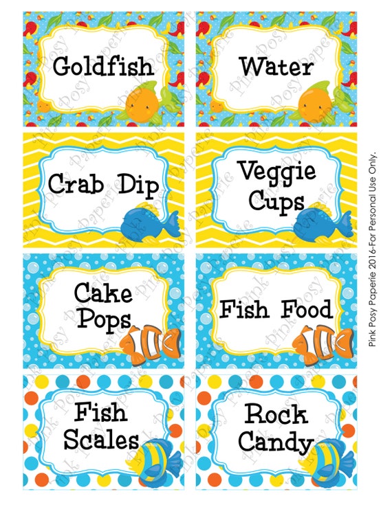 Printable Goldfish Birthday Food Labels