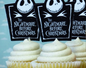 NIGHTMARE BEFORE CHRISTMAS Cupcake Toppers Finished and Mailed To You Jack Skellington Sally