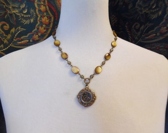 Pheasants, Antique and Mother of Pearl Button Necklace, Timeless Trinkets