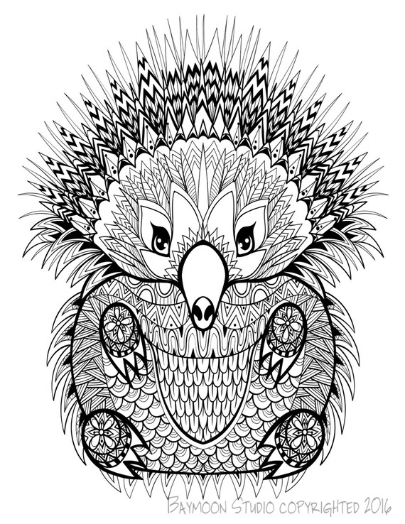 Hedgehog Coloring Page Printable Coloring Pages by BAYMOONSTUDIO