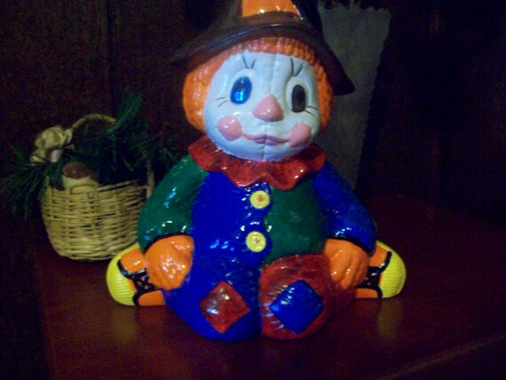 Scare Crow Patchwork Clown, Clown, Fun Halloween Decoration Coloful Clown Decoration Autumn Decoration Indoor Outdoor Gift Ceramic