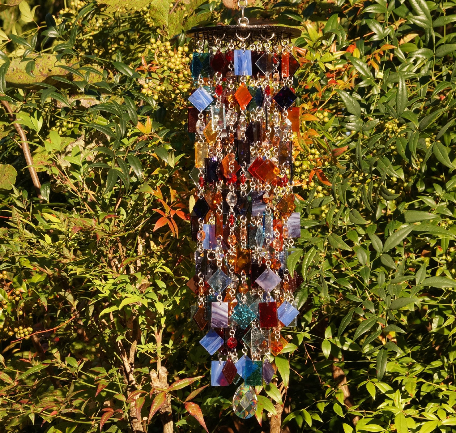 Autumn Sunset Unique Wind Chimes Suncatcher OOAK Gift by Anhoki