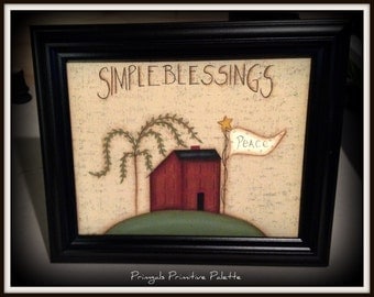 Primitive Saltbox House Blessings 8x10 Framed Canvas Home Decor Picture