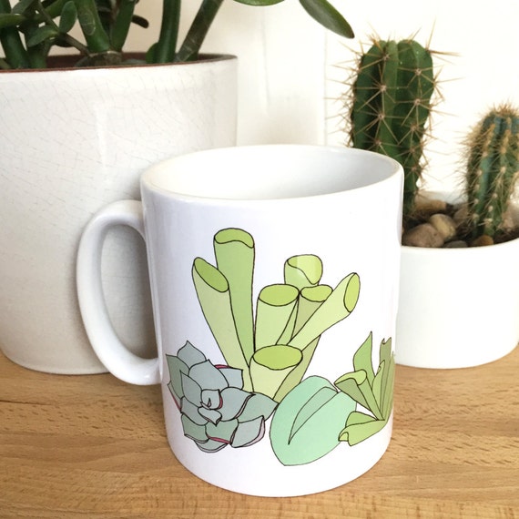 succulent mug plant print mug succulent illustrated