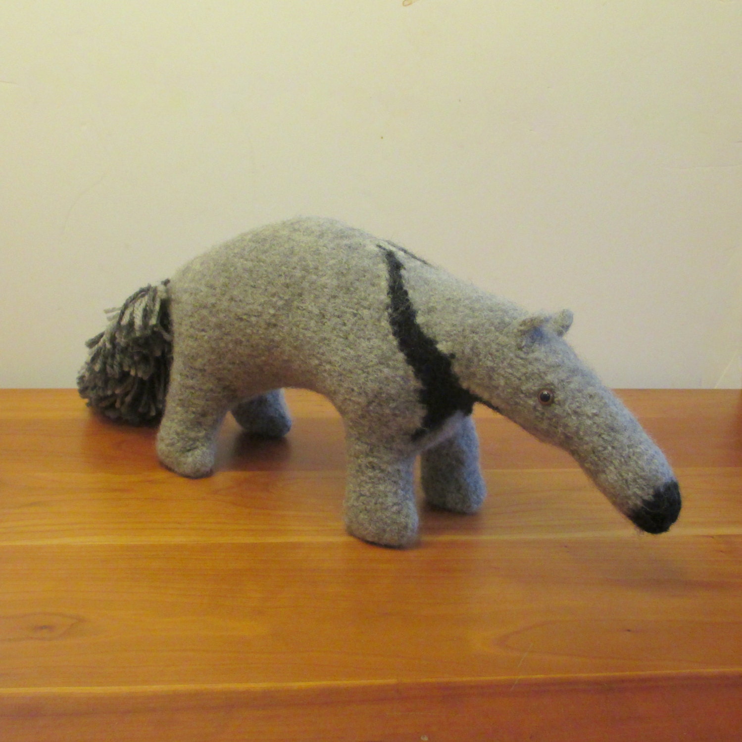 Anteater Stuffed Animal Handknit Plush Anteater by FeltedFriends