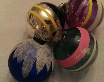 Set of 4 Vintage Christmas Ornaments Shiny Brite and 1 West Germany