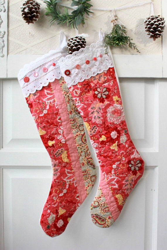 Unique Pink Quilted Christmas Stockings Girly Stocking Cute