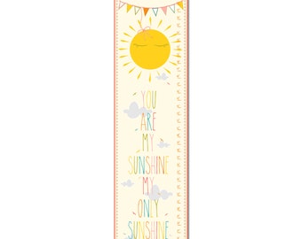 Custom Canvas Growth Chart - You Are My Sunshine - Children's wall art -