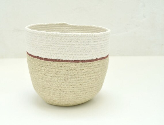 Utensil holder, Natural jute bowl, Storage basket, Kitchen decor, Organiser basket, Rustic basket, Woven basket jute and cotton Plant holder