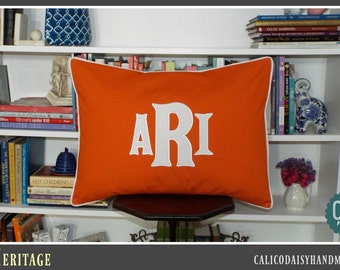 Heritage - Large Font Applique Monogrammed Pillow Cover - Standard Sham