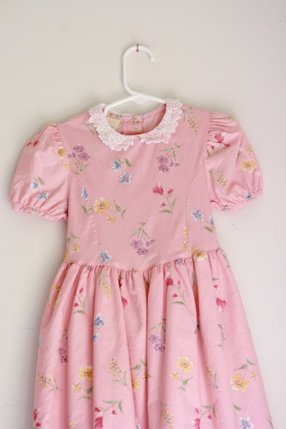 vintage girls dress Laura Ashley 2t 3t pink floral party