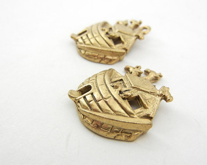 Set of 2 Ark Charms Gold-tone Pewter