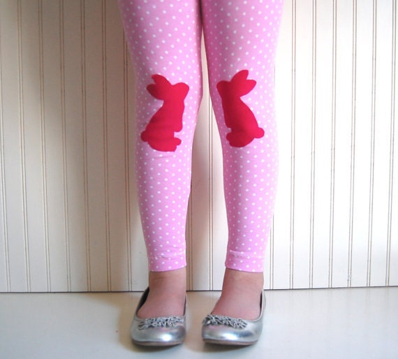 Bunny Leggings Easter Leggings Rabbit Tights Pink by thetrendytot