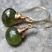 Green Vesuvianite Earrings Green Earrings Faceted Briolette Wire Wrapped Earrings Gold Earrings