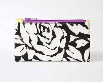 Small Zipper Pouch, Floral Print Fabric, Coin Purse, Card Wallet, Gadget Case, Cosmetic Bag, Ready to ship, Gift idea