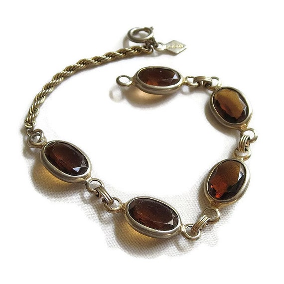 RESERVED for Lena Metlyakova Vintage Amber Rhinestone