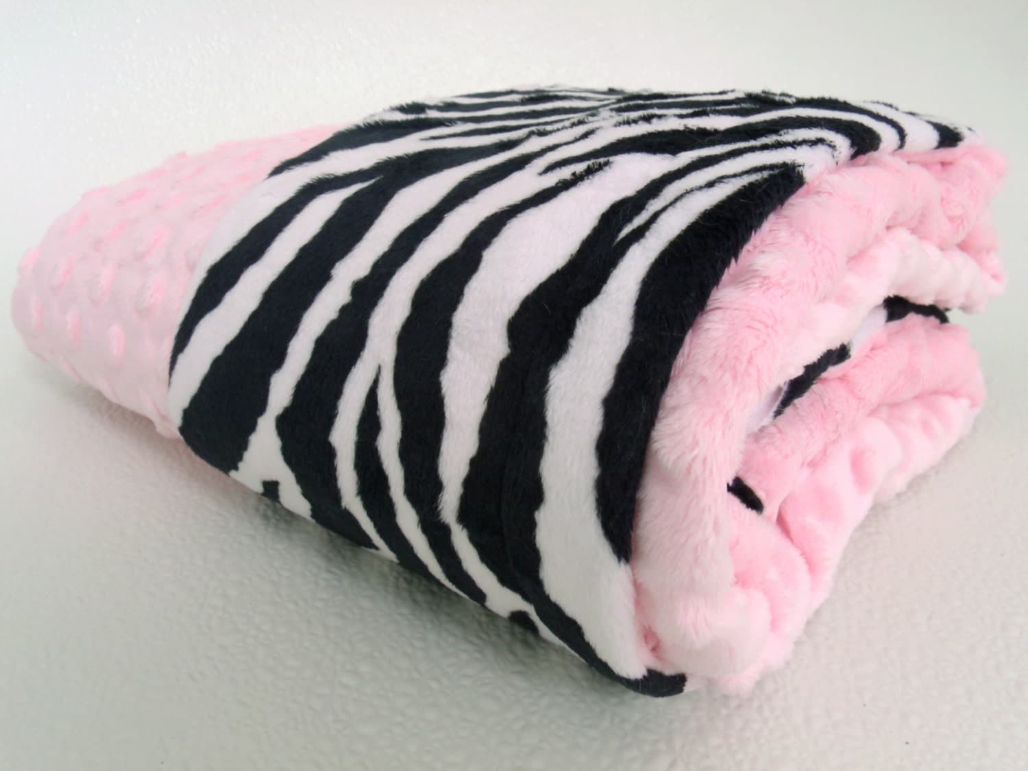 Pink Zebra Minky Baby Blanket Black and White Zebra Print