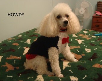 Dog Sweater, Hand Knit Pet Sweater, Size XSMALL, Dandy Tux