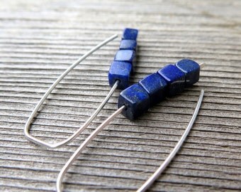 lapis lazuli earrings. cobalt blue earring. royal blue jewelry.