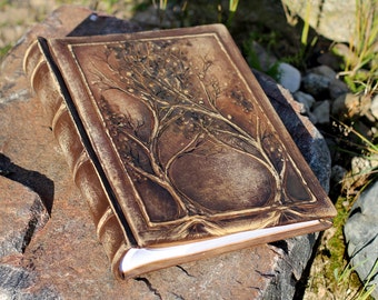 Leather Anniversary gift Photo album 13 x 9 with Tree of Life for 300 photos