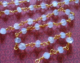 Sale., MOONSTONE Beaded Gemstone Chain, YOU PICK Silver or Gold Plated, Wholesale rc.2