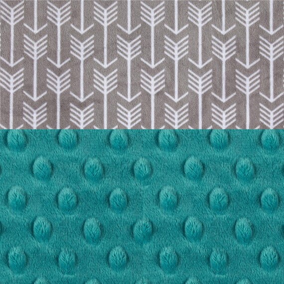Minky Baby Blanket Boy or Girl - Baby Lovey Personalized Mini Blanket, Silver Gray Arrow Teal Blanket // Security Blanket / Baby Shower Gift