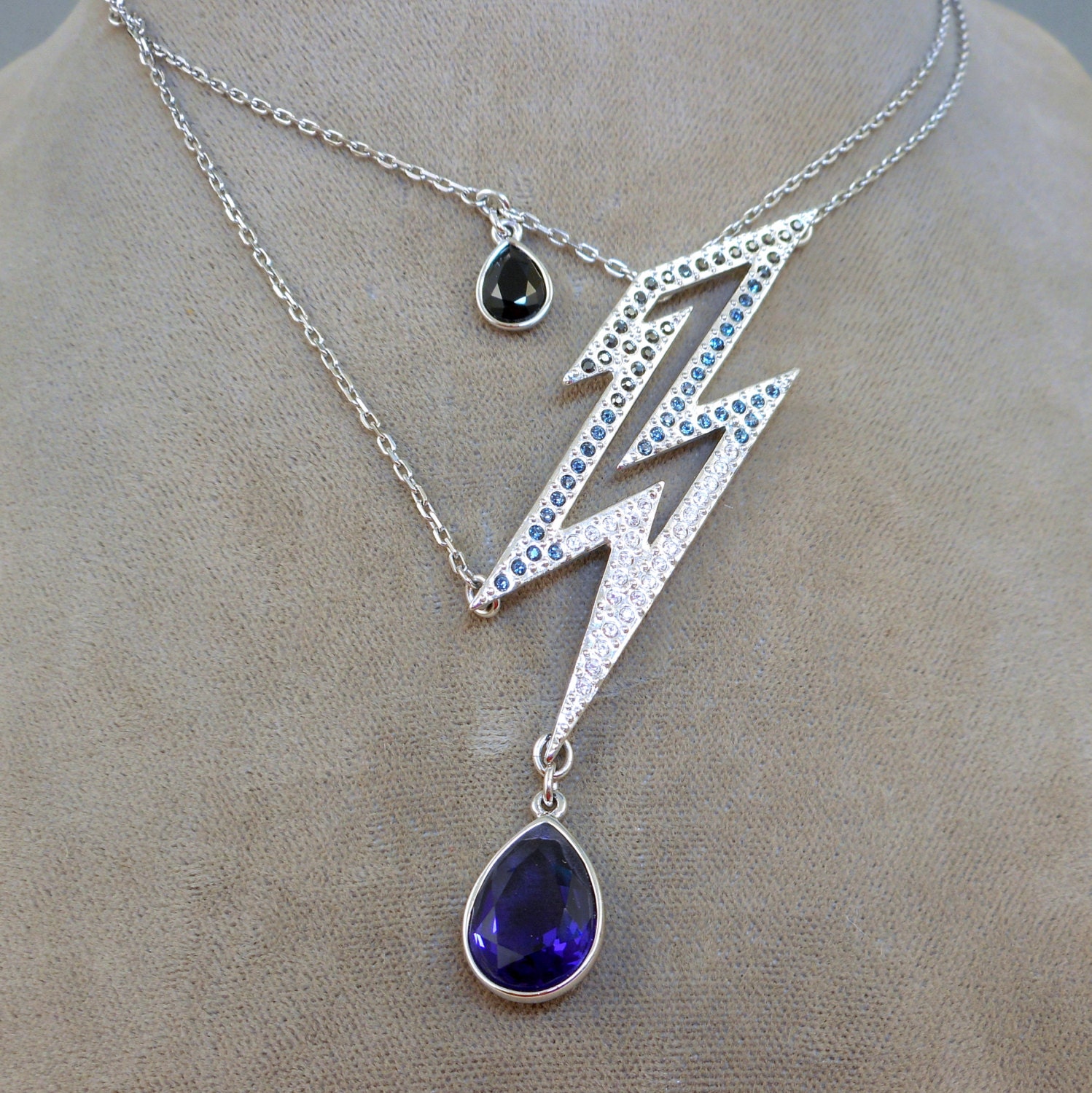 Swarovski Lightning Bolt Necklace By Antiqueali On Etsy 3129