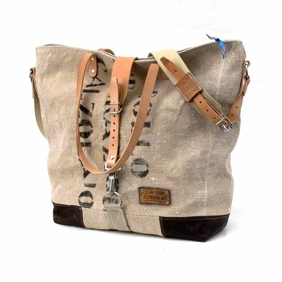 Canvas Shoulder BagTote Bag Recycled Italian Military