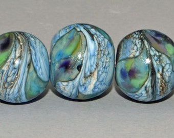 9 Organic Blues - Lampwork Beads SRA