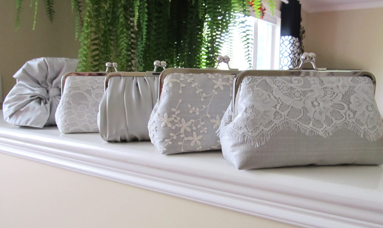 SALE, 20% Off, Mis Matched Bridesmaid Clutches Set of 5,Bridal Accessories,Wedding Clutch,Lace Clutch,Bridesmaid Clutch