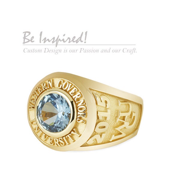 Custom Graduation Ring in 14K Gold Custom Jewelry Be