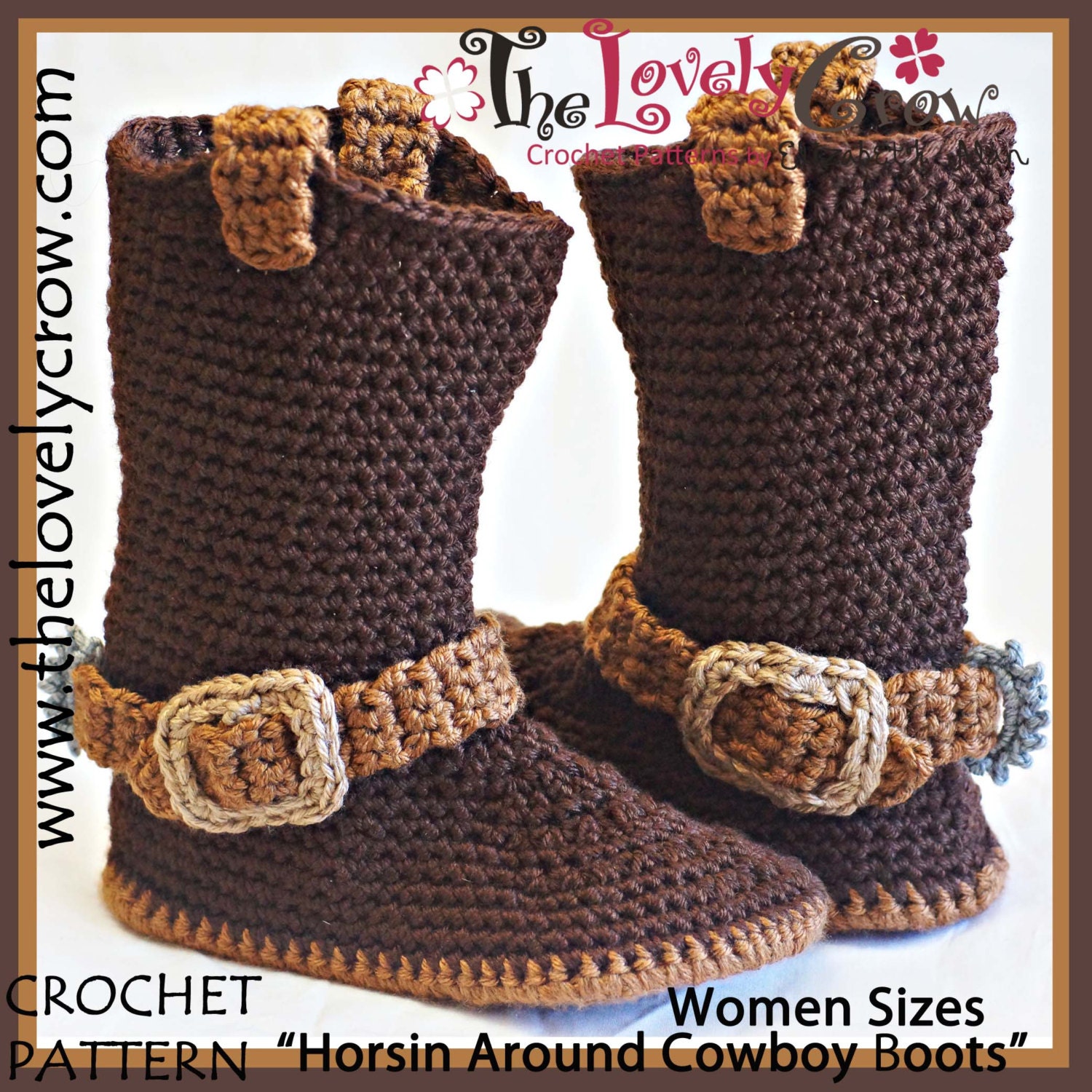 Cowboy Boots Crochet Pattern Women Sizes