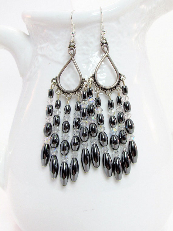 Hematite Chandelier Earrings - ER9