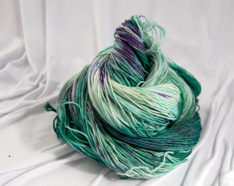 Merino Superwash Sock Yarn, Tourmaline, Hand Dyed
