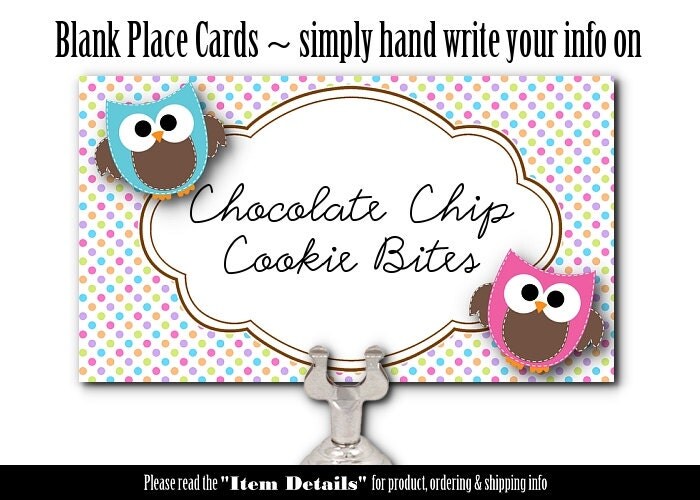 10 Flat Style Place Cards Buffet Food Label Cards Table